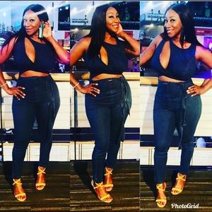 Blue jean cut out jumper